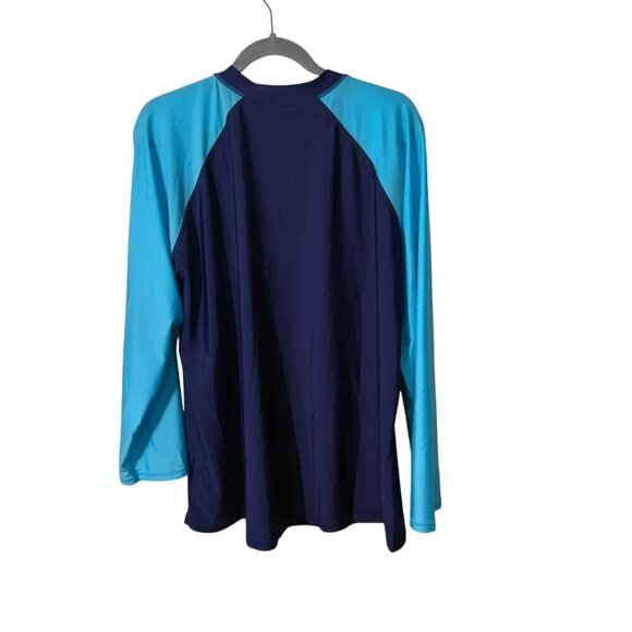 Womens Navy & Blue Long-Sleeve Rash Guard Shirt 3X By Halcurt NWT - Picture 4 of 4